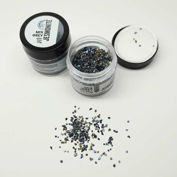 Glitzerchips 30g - Mix Grey - Mix Grau